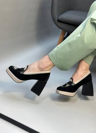 Екслюзивні туфлі з італійської шкіри та замші жіночі на підборах8 фото