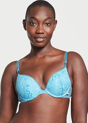 Блакитний 💙 бюстгальтер пушап victoria's secret sexy tee lace push-up