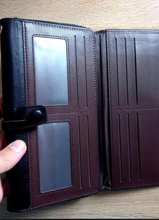 Мужское портмоне baellery мужской клатч, барсетка, кошелек (черный/коричневый)7 фото