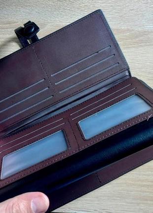 Мужское портмоне baellery мужской клатч, барсетка, кошелек (черный/коричневый)5 фото