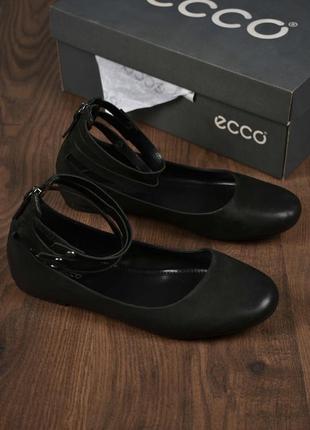 Ecco женские босоножки кожаные на плоской подошве черные размер 40