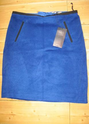 .новая плотная синяя зимняя юбка "m&s " р. 46