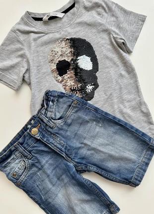 Шорты/ футболка/набор вещей/ с пайетками/ джинсовые шорты