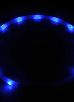 Світлодіодний світлодіодний синій led нашийник вузький, що світиться, для котів і собак з usb зарядк