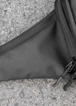Нагрудная сумка слинг через плечо с кобурой на липучке черная тканевая тактическая  cross body10 фото