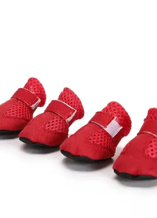Босоножки для животных дышащие красные, защитная обувь для собак мелких пород, чихуахуа, йорков, шпи