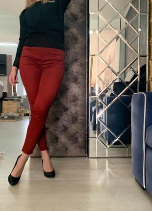 Бордовые скини брюки only