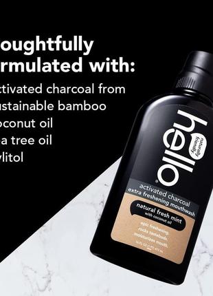 Ополаскиватель для рта с угольной пудрой hello activated charcoal extra freshening mouthwash 473 мл5 фото