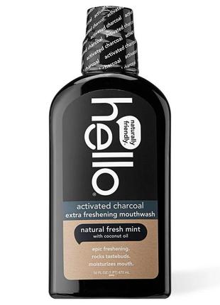 Ополаскиватель для рта с угольной пудрой hello activated charcoal extra freshening mouthwash 473 мл2 фото