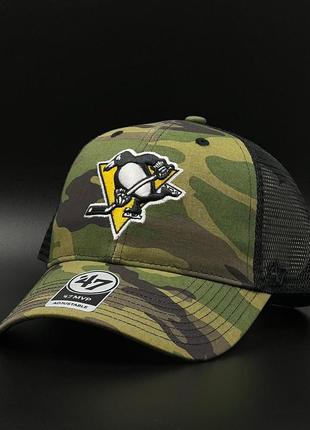 Оригінальна чорна кепка з сіткою кепка 47 brand nhl pittsburgh penguins trucker