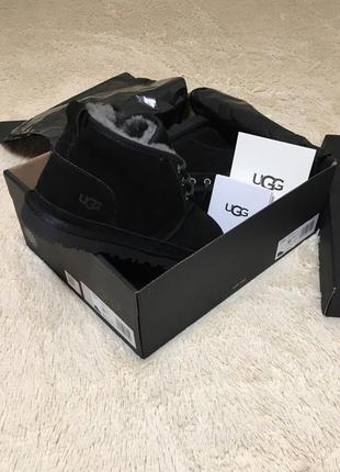 ✳️ugg neumel black black✳️зимние мужские угги, чёрные кожаные ботинки/уги