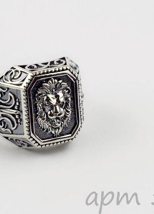 Кольцо, печатка, лев, серебро, 925, на подарок, серебряная мужская печатка, чоловіча каблучка3 фото
