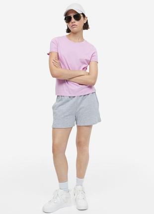 Базовая хлопковая розовая футболка h&m легкая женская футболка3 фото