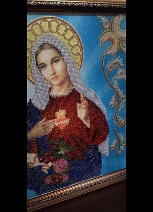Икона вышита бисером св.сердце иссуса и невинное сердце марии.&nbsp;ас3-034