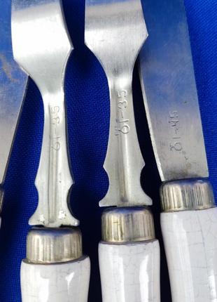Старинные вилки ножи с керамической ручкой ретро винтаж ссср или европа7 фото