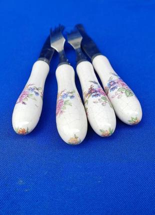 Старинные вилки ножи с керамической ручкой ретро винтаж ссср или европа5 фото