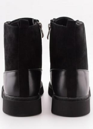 Стильные черные зимние замшевые ботинки сапоги низкий ход толстой подошве хит3 фото