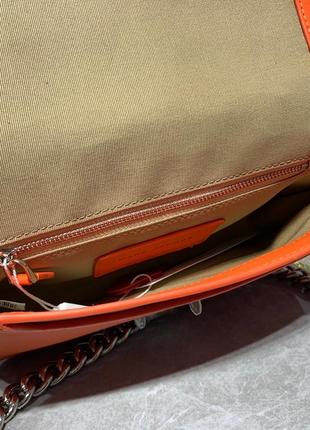 Сумка из натуральной воловьей кожи в стиле marc jacobs the j marc shoulder bag оранжевая с серебряной фурнитурой7 фото