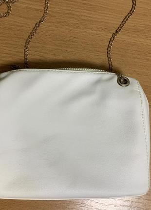 Сумка сумочка клатч маленька біла еко шкіра довга ручка ланцюжок (3067)7 фото