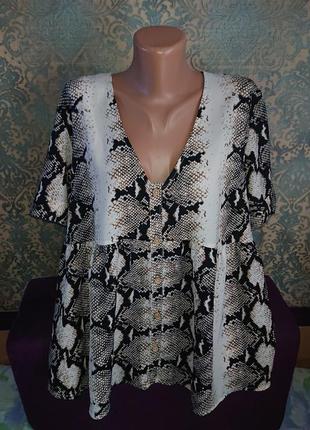 Женская блуза змеиный принт свободный фасон р.48/50/52 блузка блузочка6 фото
