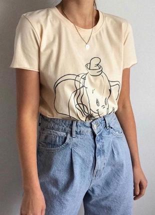 🍦новая хлопковая кремовая футболка с слоником