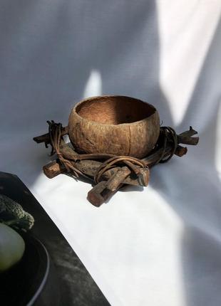 Кашпо / подсвечник / ваза из кокоса1 фото