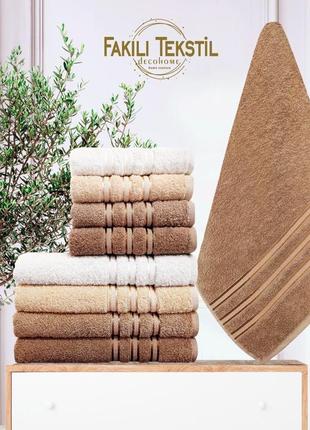 Набор махровых полотенец для бани 70 на 140 см в упаковке 4 штуки fakili tekstil бежевый1 фото