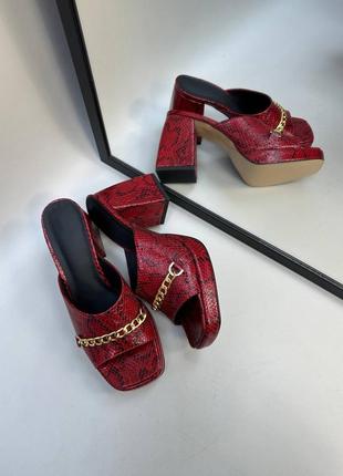 Эксклюзивные сабо из натуральной итальянской кожи и замша женские на каблуке платформе