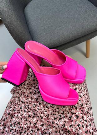 Эксклюзивные сабо из натуральной итальянской кожи и замша женские на каблуке платформе