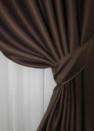 Комплект штор (2шт. 1,5х2,7м.) із тканини блекаут "bagema rvs". колір коричневий5 фото