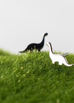 Сережки-гвоздики динозаврики, маленькі срібні сережки юрський період в стилі мінімалізм, срібло 925 проби