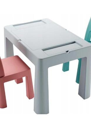 Комплект дитячих меблів: стіл і два стільці tega baby multifun grey/pink/turquoise