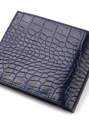 Красивый горизонтальный мужской бумажник среднего размера из натуральной кожи с тиснением под крокодила2 фото