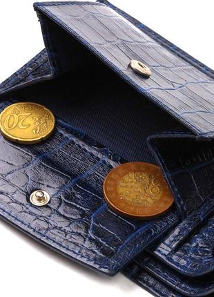 Красивый горизонтальный мужской бумажник среднего размера из натуральной кожи с тиснением под крокодила5 фото