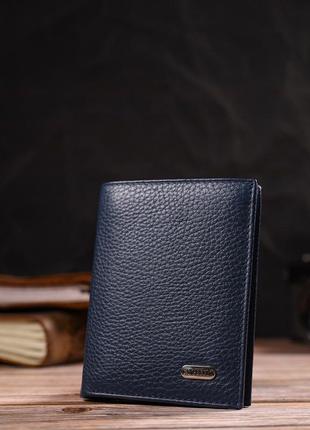 Чоловічий компактний гаманець із натуральної шкіри флотар canpellini 21872 синій6 фото
