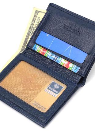Чоловічий компактний гаманець із натуральної шкіри флотар canpellini 21872 синій4 фото