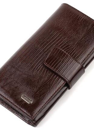 Удобное вертикальное мужское портмоне из натуральной фактурной кожи с тиснением canpellini 21839 коричневое