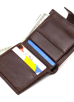 Універсальний чоловічий гаманець з натуральної зернистої шкіри canpellini 21744 коричневий4 фото