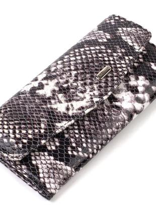 Жіноче фактурне портмоне з натуральної шкіри з тисненням під змію canpellini 21692 різнобарвне