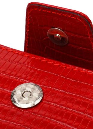 Фактурное женское вертикальное портмоне с монетницей на молнии из натуральной кожи с тиснением canpellini3 фото