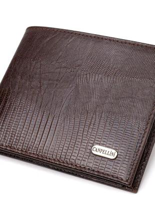 Зручне чоловіче портмоне з натуральної фактурної шкіри canpellini 21869 коричневий