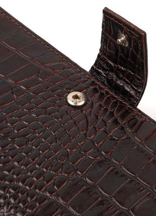 Вместительное вертикальное мужское портмоне из натуральной фактурной кожи с тиснением под крокодила canpellini3 фото