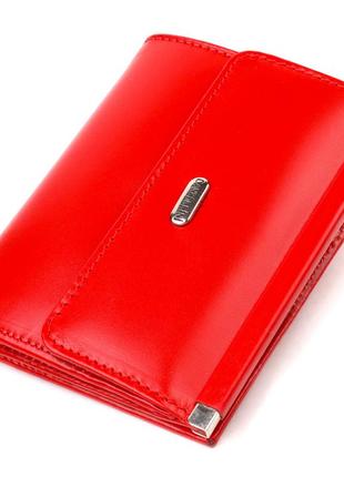 Яркий кошелек для женщин среднего размера из натуральной гладкой кожи canpellini 21814 красный