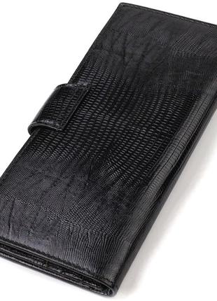 Тонкий гаманець для чоловіків із натуральної шкіри з тисненням canpellini 21913 чорний2 фото