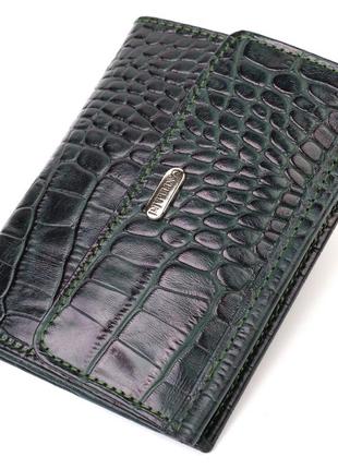 Гарний гаманець для жінок середнього розміру з натуральної шкіри з тисненням під крокодила canpellini 21815