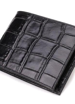 Модний гаманець для чоловіків із натуральної шкіри з тисненням під крокодила canpellini 21925 чорний