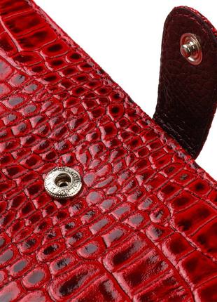Яркое женское портмоне из натуральной кожи с тиснением под крокодила canpellini 21852 красный3 фото