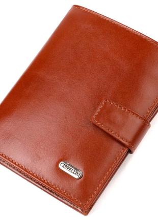 Привлекательный вертикальный мужской бумажник среднего размера из натуральной гладкой кожи canpellini 21858