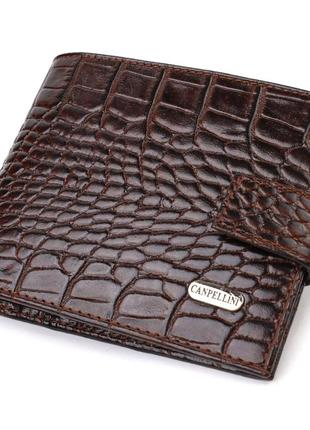 Функціональний горизонтальний гаманець для чоловіків із натуральної шкіри з тисненням під крокодила canpellini