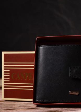 Модный мужской бумажникн из натуральной гладкой кожи canpellini 21727 черный9 фото